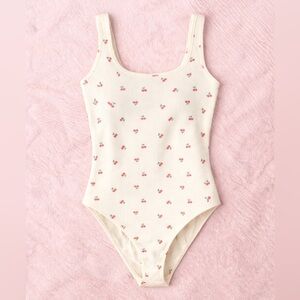 Cherry Print Cream Bodysuit